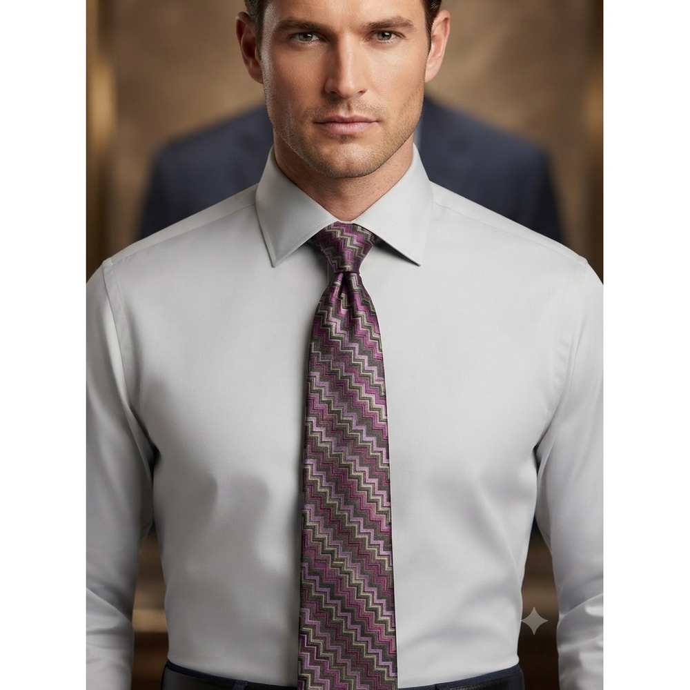 Missoni for Target Mens Zigzag Chevron Silk Blend Tie Purple Grey Olive Green